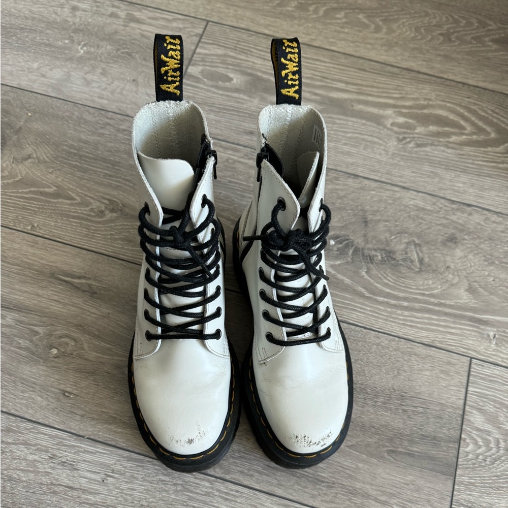 Jadon white leather dr marten platform boots